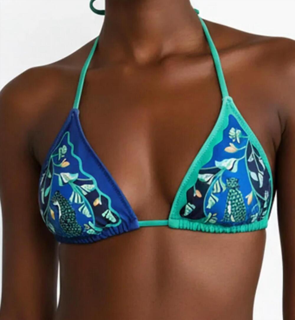 NEW JESSIE ZHAO verdant wild reversible triangle bikini top in blue